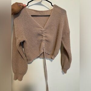 Cute fall sweater with drawstring